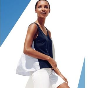 J. Crew Stripe Silk Back Linen Tank Blue Size XS